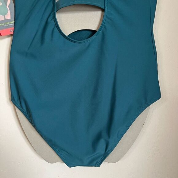 NWT Eddie Bauer One Piece Swimsuit Women’s Medium Bathing Suit Green High Neck - Picture 12 of 16